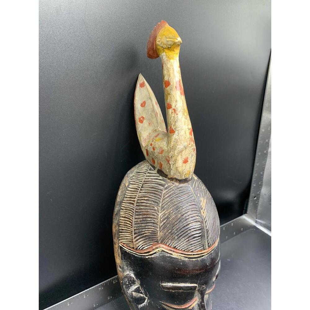Vtg African Ethnic Carved Wood Tribal Ceremonial Mask Art Sculpture Bird Chicken - Picture 7 of 12